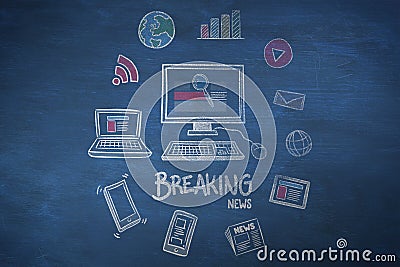 Composite image of breaking news doodle Stock Photo