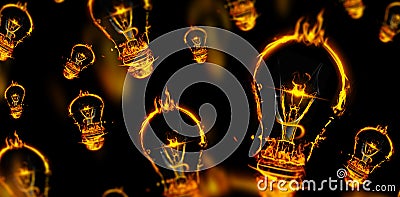 Composite image of bulb on fire on white background Stock Photo