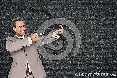 Composite image of businessman shooting arrow Stock Photo