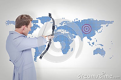 Composite image of businessman shooting target Stock Photo