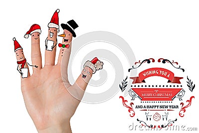 Composite image of christmas caroler fingers Stock Photo