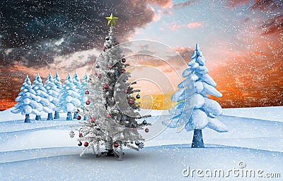 Composite image of christmas tree Stock Photo