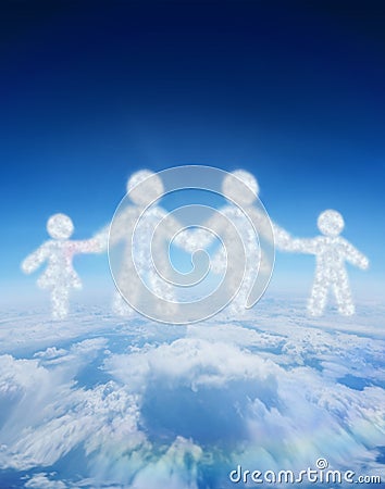 Composite image of cloud in shape of family Stock Photo