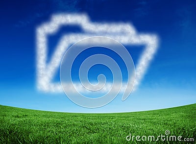 Composite image of cloud in shape of open file Stock Photo