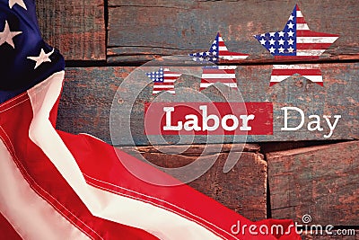 Composite image of composite image of labor day text with star shapes american flag Stock Photo