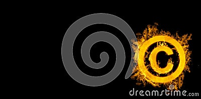 Composite image of copywrite logo in fire Stock Photo