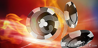 Composite image of 3d image of black casino token with clubs symbol Stock Photo