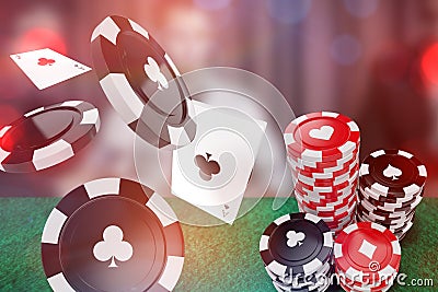 Composite image of 3d image of black casino token with clubs symbol Stock Photo