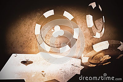 Composite image of 3d image of black casino token with clubs symbol Stock Photo