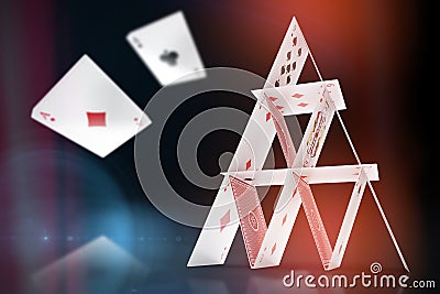 Composite image of 3d image of card castle Stock Photo