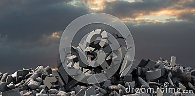 Composite image of 3d image of damaged various signs with stones Stock Photo