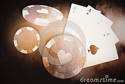 Composite image of 3d image of red casino token with hearts symbol Stock Photo