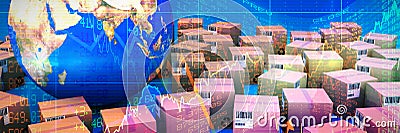 Composite image of digitally generated image of globe with boxes Stock Photo