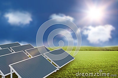 Composite image of digitally generated image of solar panel 3d Stock Photo