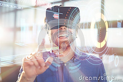 Composite image of digitally generated image of volume knob with graphical data Stock Photo
