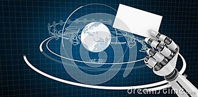 Composite image of digitally generated image of white robotic arm holding placard 3d Stock Photo