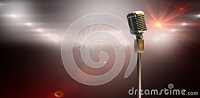 Composite image of digitally generated retro microphone on stand Stock Photo
