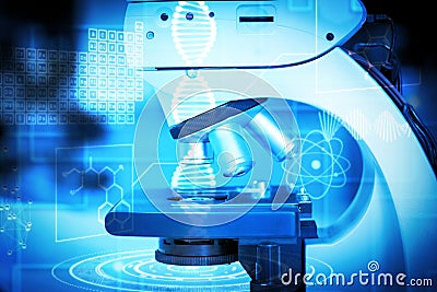 Composite image of composite image of dna helix interface Stock Photo