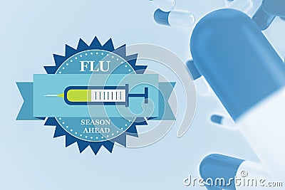 Composite image of fight the flu with pills Stock Photo