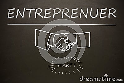 Composite image of graphic image of entrepreneur text over cropped hands Stock Photo