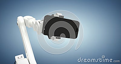 Composite image of graphic image of robot showing smart phone 3d Stock Photo