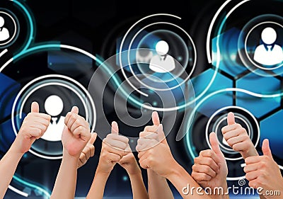 Composite image of group of hands giving thumbs up Stock Photo