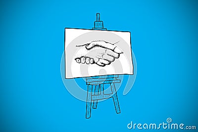 Composite image of handshake doodle on easel Stock Photo
