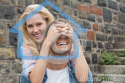 Composite image of hip young couple having fun Stock Photo