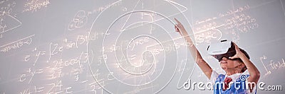 Composite image of image of geometric equations solved on blackboard Stock Photo