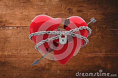 Composite image of locked heart Stock Photo