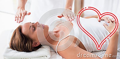 Composite image of massage session woman love heart Stock Photo