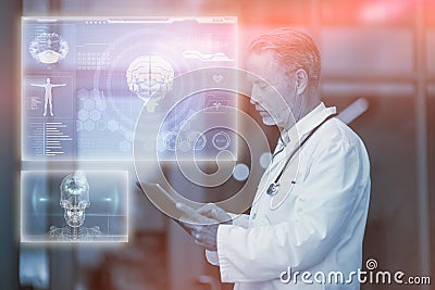 Composite image of medical biology interface in blue 3d Stock Photo