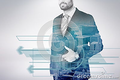 Composite image of midsection of businessman holding folder 3d Stock Photo