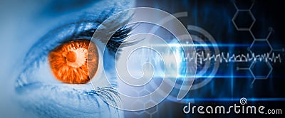 Composite image of orange eye on blue face Stock Photo