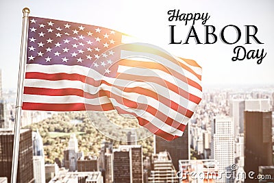 Composite image of poster of happy labor day text Stock Photo