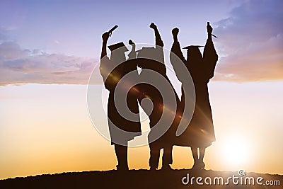 Composite image of silhouette of graduate Stock Photo