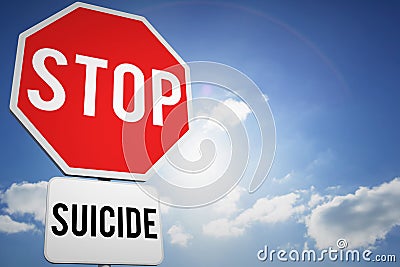 Composite image of stop suicide Stock Photo