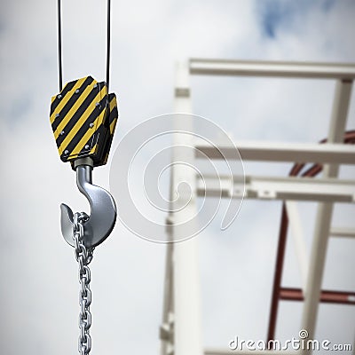 Composite image of studio shoot of a crane lifting hook Stock Photo