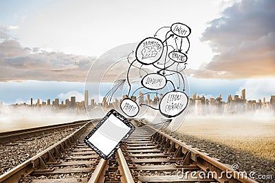 Composite image of tablet and brainstorm doodle Stock Photo