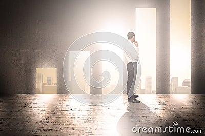 Composite image of thoughtful classy businessman looking away Stock Photo