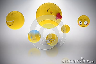 Composite image of three dimensional image of basic emoticons 3d Stock Photo