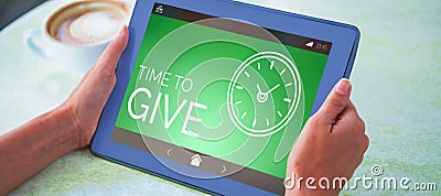 Composite image of time to give text with clock icon on green screen Stock Photo