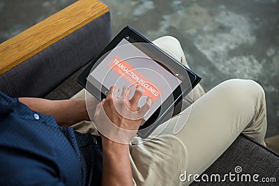 Composite image of transaction declined text on mobile display Stock Photo