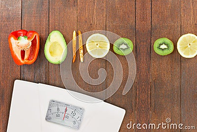 Composite image of weighting scale Stock Photo