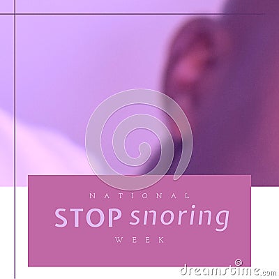 Composite of national stop snoring week text in rectangle over cropped image of african american man Stock Photo