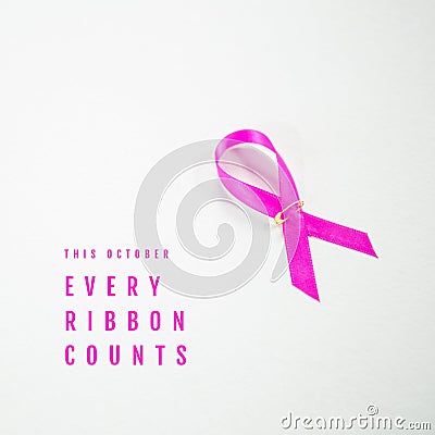 Composite of this october every ribbon counts text and pink awareness ribbon on white background Stock Photo