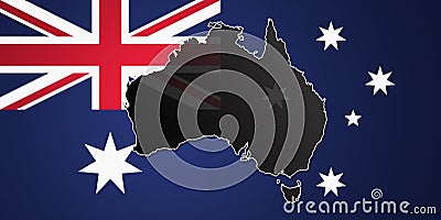 Map of Australia with Australia flag Stock Photo