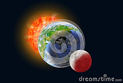 Sun, Earth and Moon alignment Stock Photo
