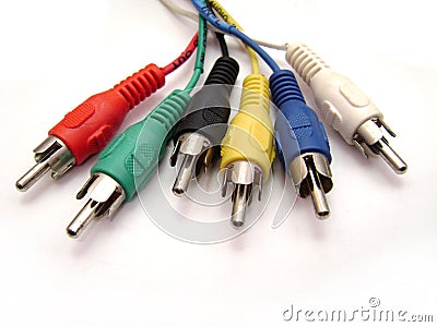 Composite video and audio cables Stock Photo