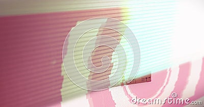 Composite of white and pink colored abstract pattern over cardboard box, copy space Stock Photo